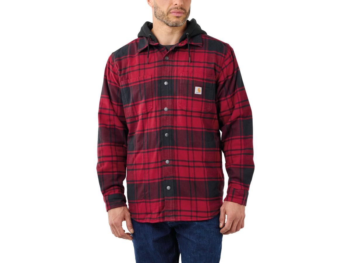 carhartt rugged flex laza szabású flanel fleece-bélelt kapucnis ing kabát
