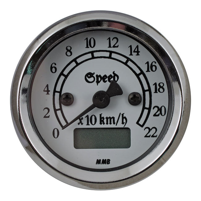 mmb 48mm ultra mini kilométeróra - 220 km/h króm-fehér