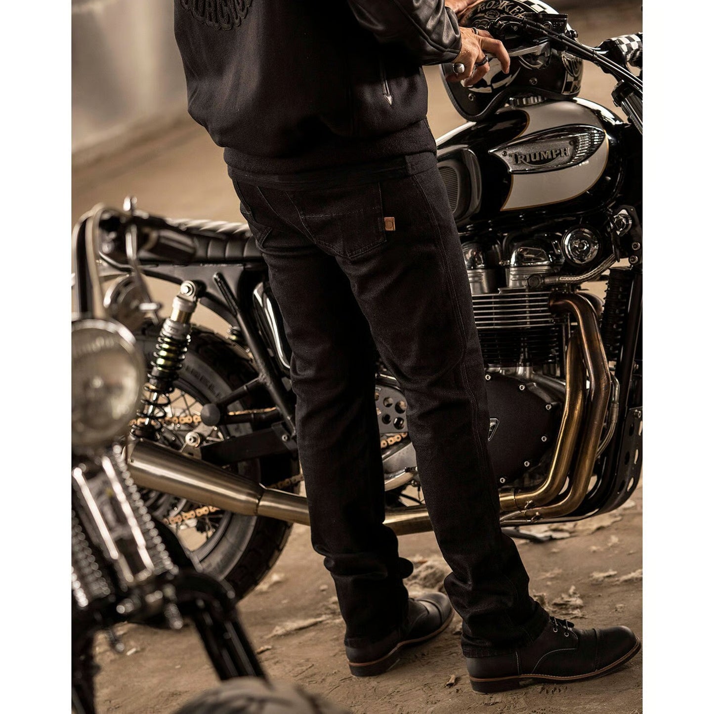 rokker hunter black motoros farmernadrág
