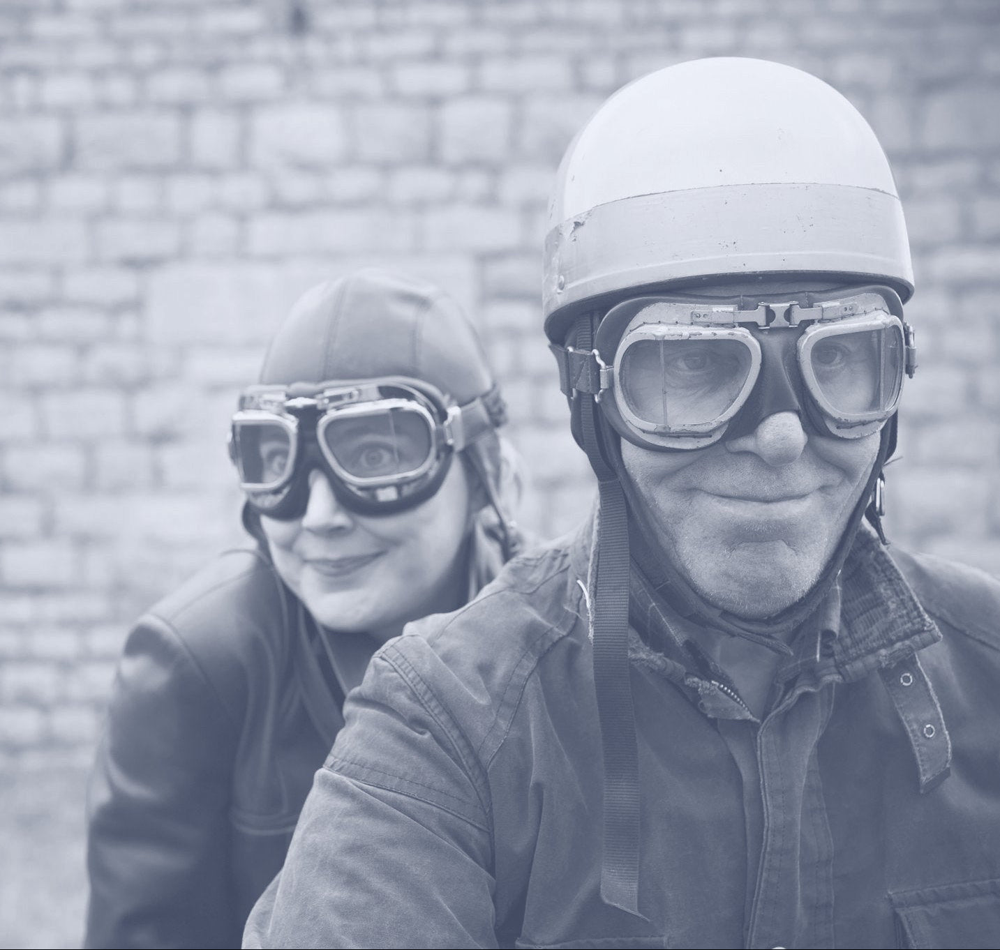 Old School motorcycle rider couple