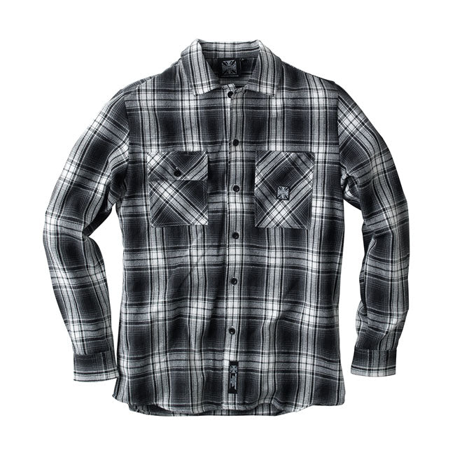 west coast choppers kormánykiemelő flanel ing - fehér/szürke