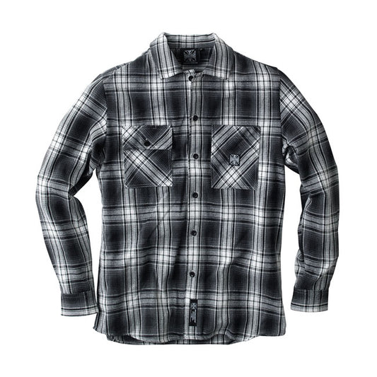 west coast choppers kormánykiemelő flanel ing - fehér/szürke