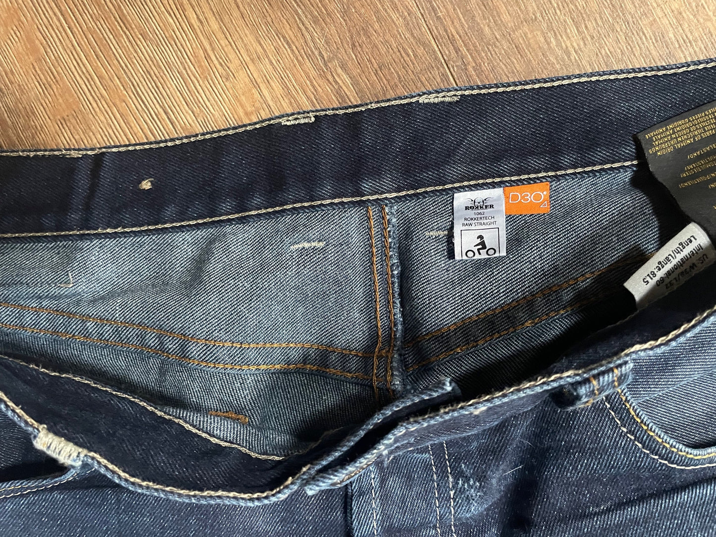 rokker rokkertech egyenesszárú kevlar farmer - kék W38/L32 (használt)
