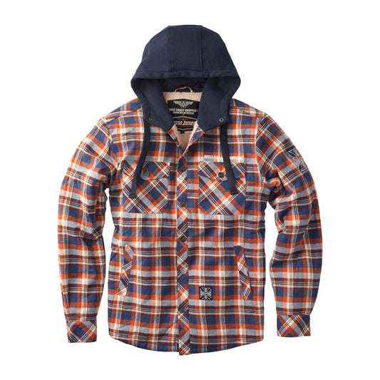west coast choppers sherpa vezeték flanel kabát - barna/narancs