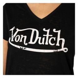 von dutch logo v-nyakú női póló fekete