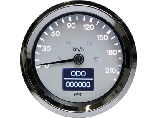 mmb 60mm basic kilométeróra - 220 km/h króm - fehér