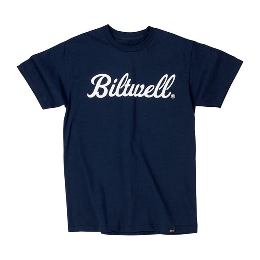 biltwell script póló - navy kék