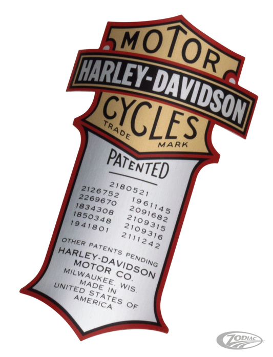 harley-davidson transfer patent matrica - 1949-1957