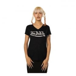 von dutch logo v-nyakú női póló fekete