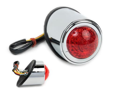 piros led kerek féklámpa króm